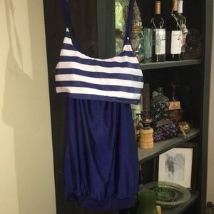 Blue/White Striped Tankini W/ Bottoms SIZE XXL